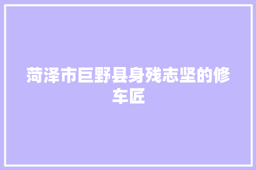 菏泽市巨野县身残志坚的修车匠 汽车知识