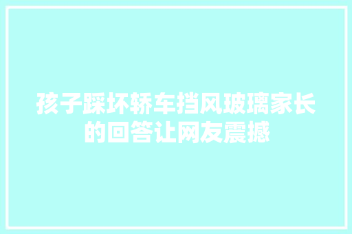 孩子踩坏轿车挡风玻璃家长的回答让网友震撼