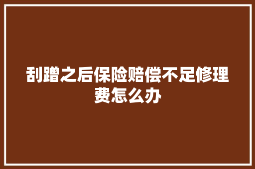 刮蹭之后保险赔偿不足修理费怎么办 汽车知识