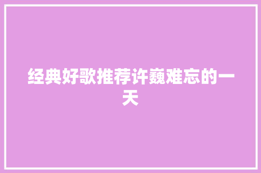经典好歌推荐许巍难忘的一天
