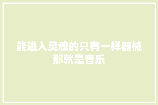 能进入灵魂的只有一样器械那就是音乐