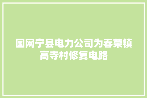 国网宁县电力公司为春荣镇高寺村修复电路