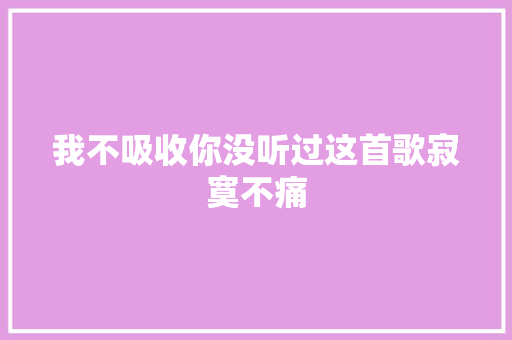 我不吸收你没听过这首歌寂寞不痛