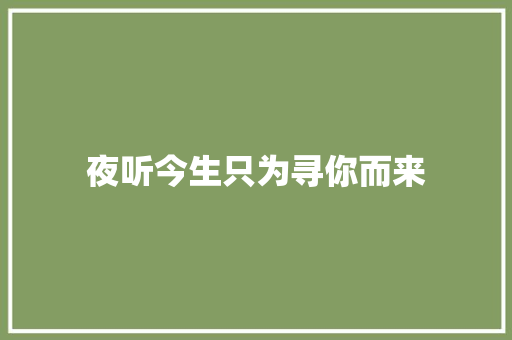夜听今生只为寻你而来