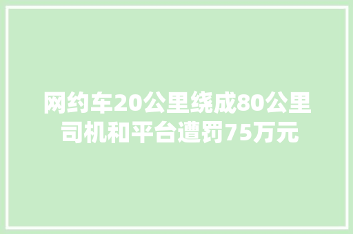 网约车20公里绕成80公里 司机和平台遭罚75万元