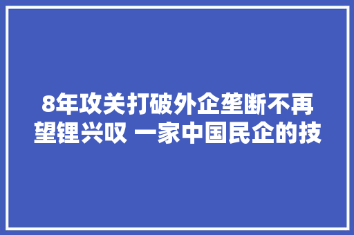 8年攻关打破外企垄断不再望锂兴叹 一家中国民企的技能立异之路