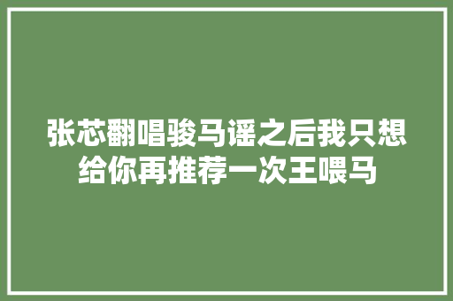 张芯翻唱骏马谣之后我只想给你再推荐一次王喂马