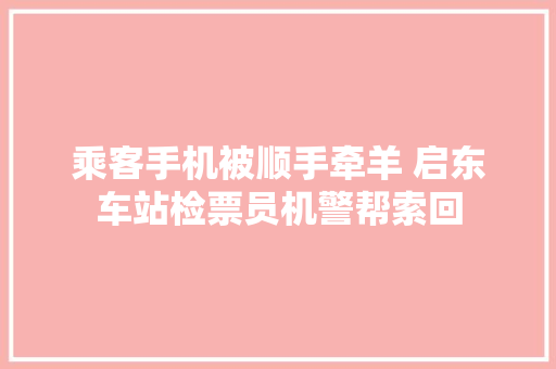 乘客手机被顺手牵羊 启东车站检票员机警帮索回