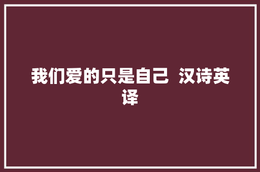 我们爱的只是自己  汉诗英译