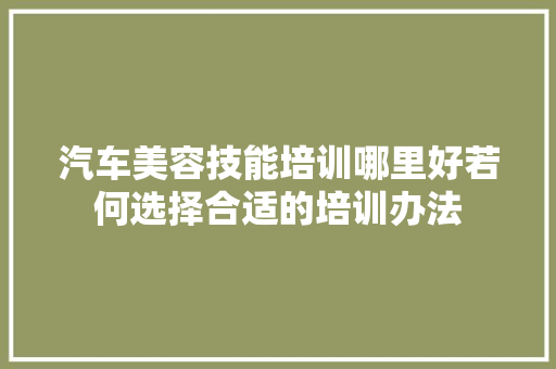 汽车美容技能培训哪里好若何选择合适的培训办法