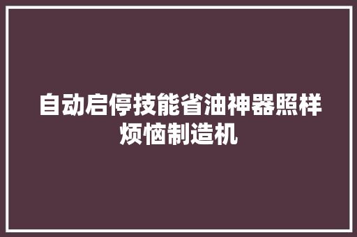 自动启停技能省油神器照样烦恼制造机 汽车知识