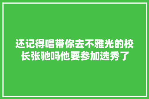 还记得唱带你去不雅光的校长张驰吗他要参加选秀了