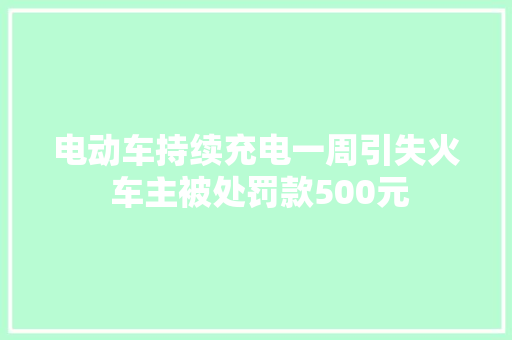 电动车持续充电一周引失火 车主被处罚款500元