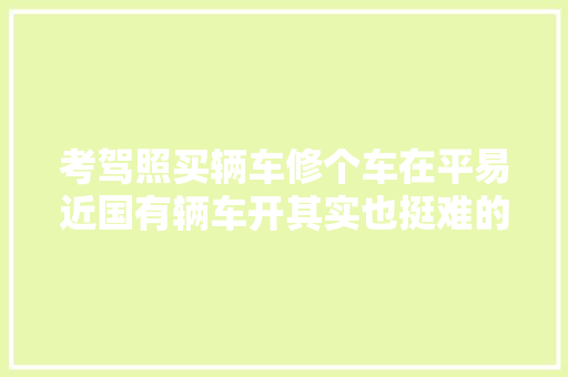考驾照买辆车修个车在平易近国有辆车开其实也挺难的
