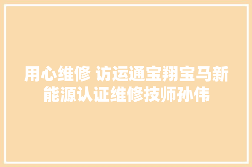 用心维修 访运通宝翔宝马新能源认证维修技师孙伟