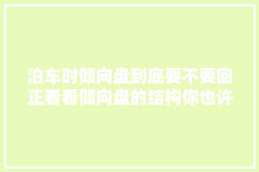 泊车时倾向盘到底要不要回正看看倾向盘的结构你也许就清楚了