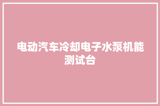 电动汽车冷却电子水泵机能测试台