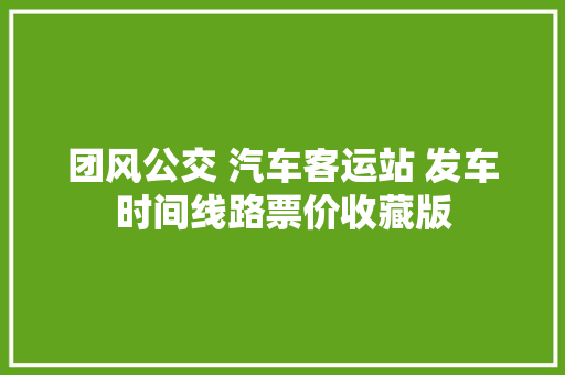 团风公交 汽车客运站 发车时间线路票价收藏版