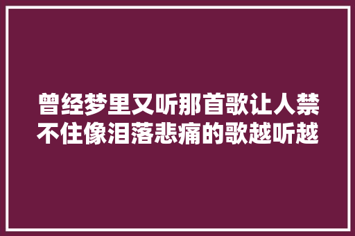 曾经梦里又听那首歌让人禁不住像泪落悲痛的歌越听越寂寞  第1张
