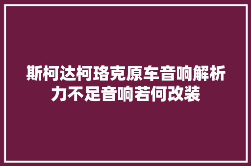 斯柯达柯珞克原车音响解析力不足音响若何改装  第1张