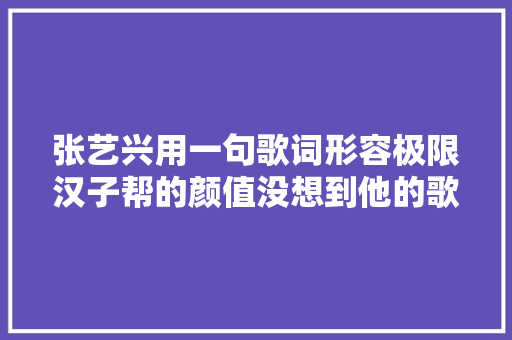 张艺兴用一句歌词形容极限汉子帮的颜值没想到他的歌如斯深情