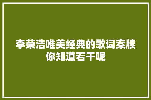 李荣浩唯美经典的歌词案牍你知道若干呢  第1张