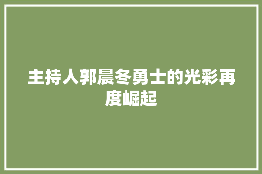 主持人郭晨冬勇士的光彩再度崛起  第1张