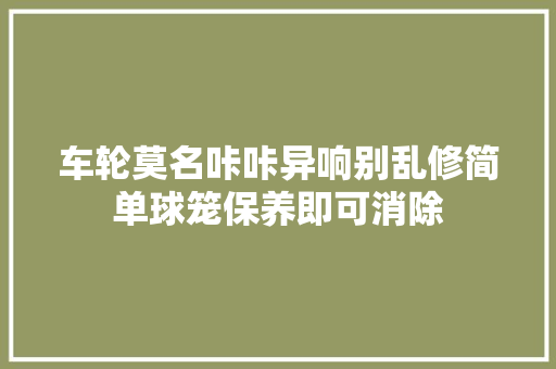 车轮莫名咔咔异响别乱修简单球笼保养即可消除