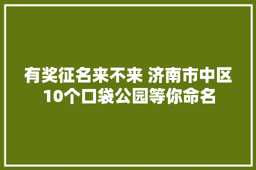 有奖征名来不来 济南市中区10个口袋公园等你命名  第1张