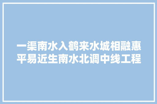 一渠南水入鹤来水城相融惠平易近生南水北调中线工程鹤壁段供水工作纪实  第1张