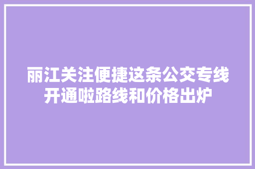 丽江关注便捷这条公交专线开通啦路线和价格出炉  第1张