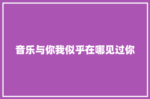 音乐与你我似乎在哪见过你