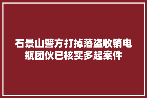石景山警方打掉落盗收销电瓶团伙已核实多起案件