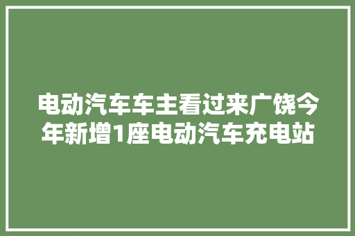 电动汽车车主看过来广饶今年新增1座电动汽车充电站