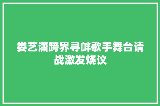 娄艺潇跨界寻衅歌手舞台请战激发烧议