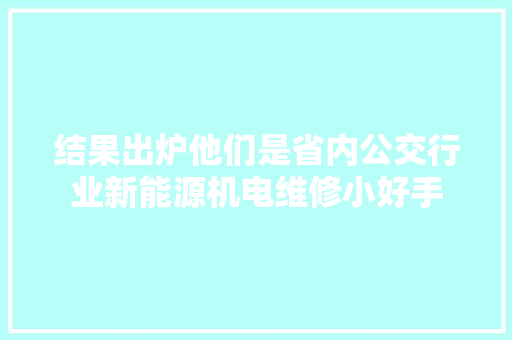 结果出炉他们是省内公交行业新能源机电维修小好手