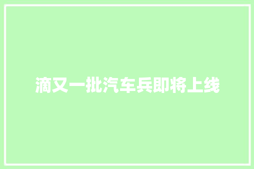 滴又一批汽车兵即将上线