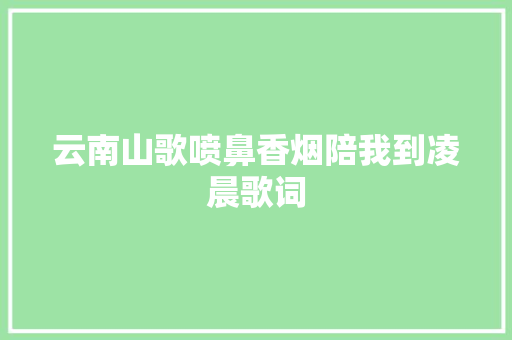 云南山歌喷鼻香烟陪我到凌晨歌词
