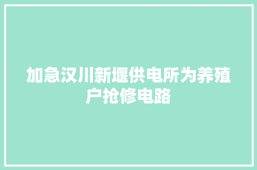 加急汉川新堰供电所为养殖户抢修电路