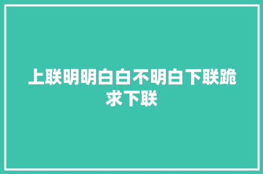 上联明明白白不明白下联跪求下联