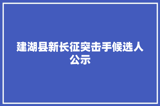 建湖县新长征突击手候选人公示