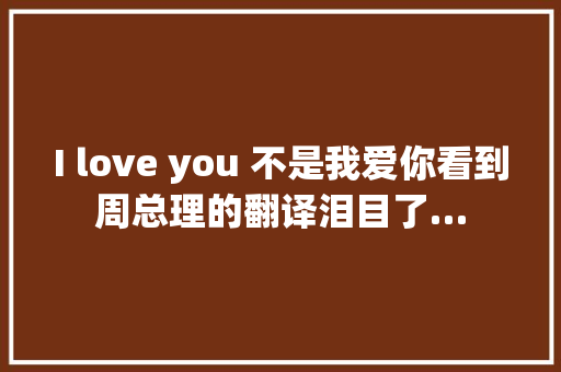 I love you 不是我爱你看到周总理的翻译泪目了…