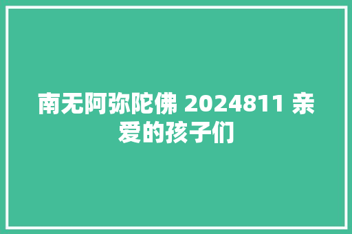 南无阿弥陀佛 2024811 亲爱的孩子们