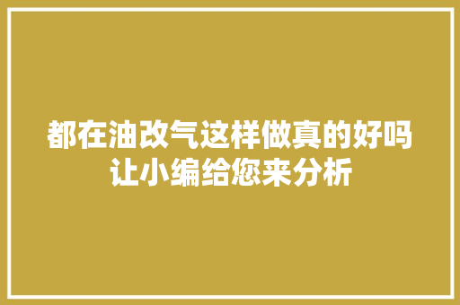 都在油改气这样做真的好吗让小编给您来分析