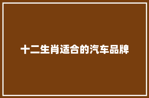 十二生肖适合的汽车品牌