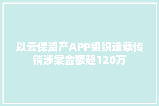 以云保资产APP组织造孽传销涉案金额超120万