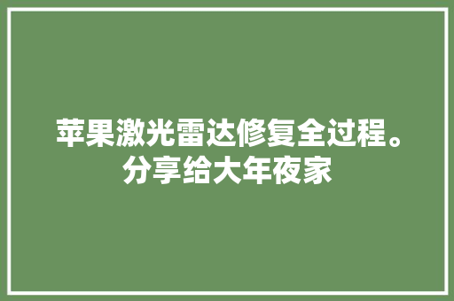 苹果激光雷达修复全过程。分享给大年夜家
