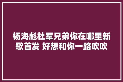 杨海彪杜军兄弟你在哪里新歌首发 好想和你一路吹吹法螺皮