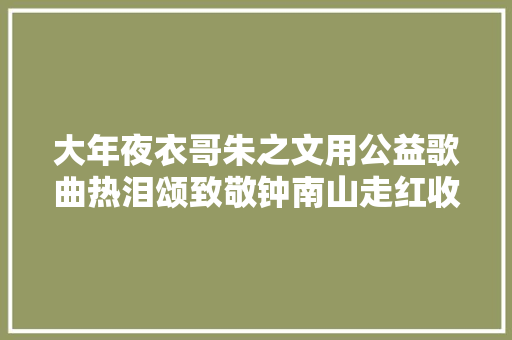 大年夜衣哥朱之文用公益歌曲热泪颂致敬钟南山走红收集