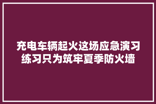 充电车辆起火这场应急演习练习只为筑牢夏季防火墙